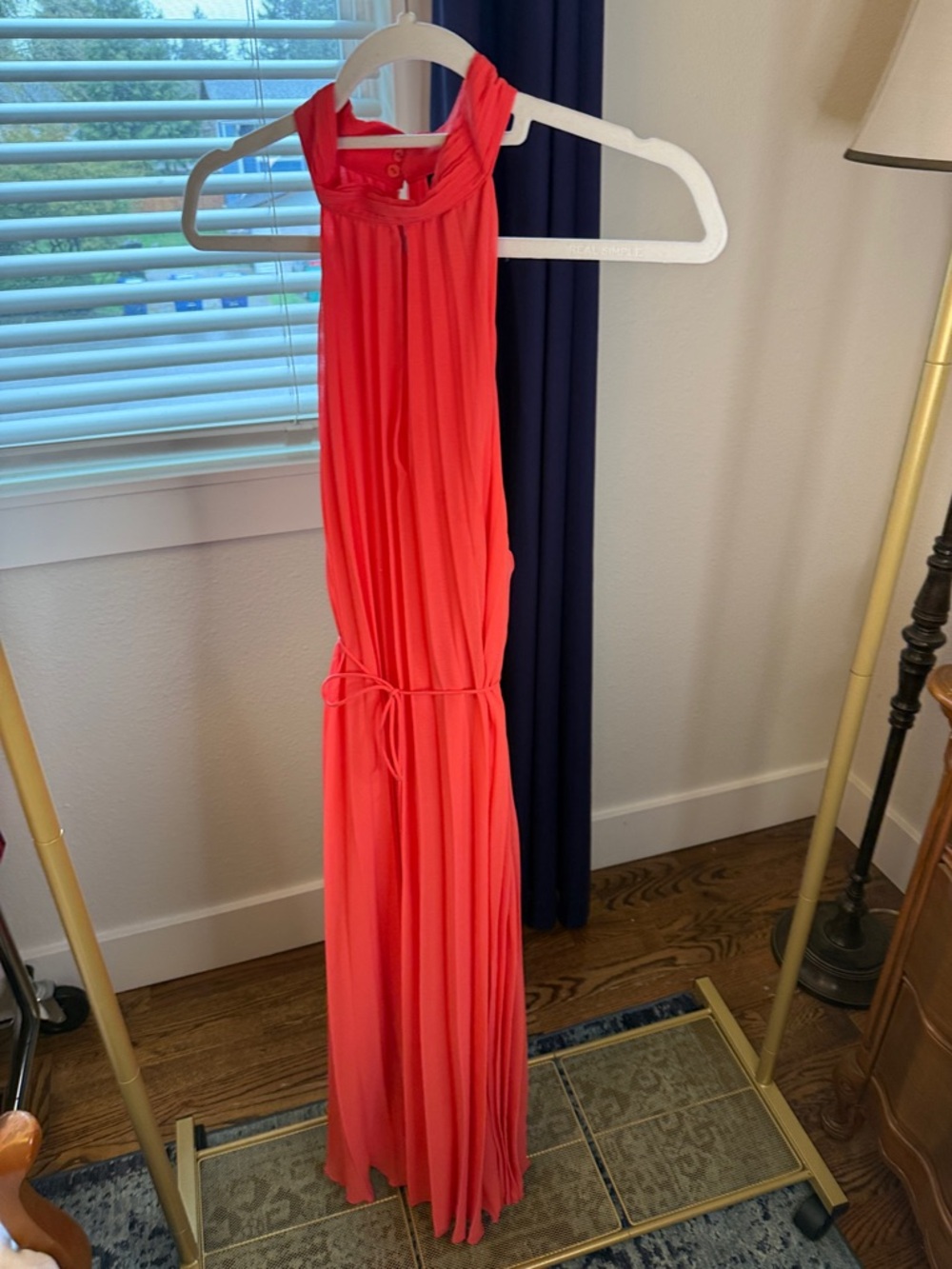 Mango Bright Coral Halter Dress